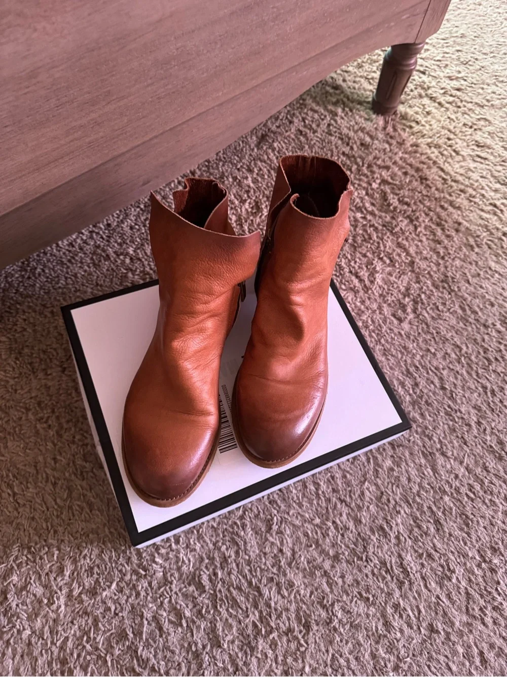Steve Madden Cognac Leather Ankle Booties